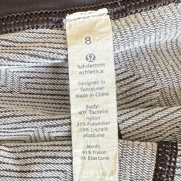 Lululemon Soulcycle Cropped Leggings White/Black Design w/ Mesh Detail Size 8 - Picture 14 of 16